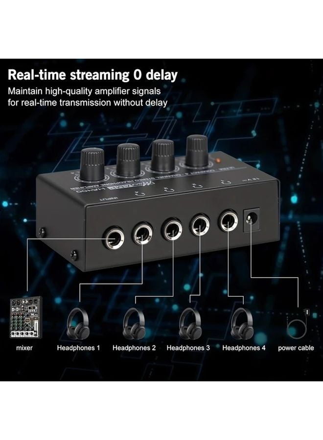 Black HA400 4 Way Monitor Headphone Amplifier USB Powered with 4 Modes 10 Levels - Image 4