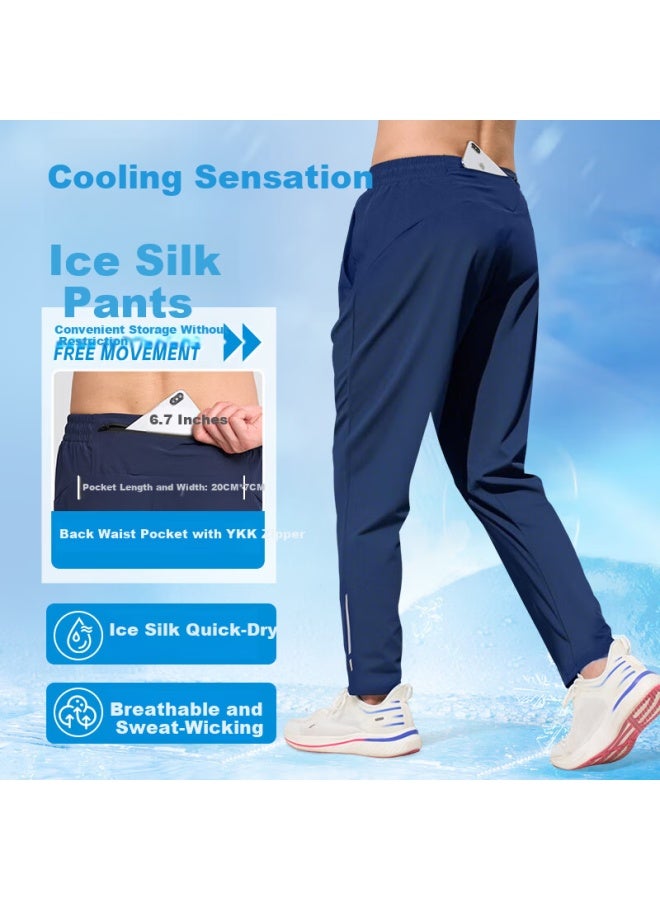 Buruite Men's Sports Long Pants Spring Summer Ice Silk Quick-dry Thin Casual Fitness Running Loose Cropped Pants - Image 1