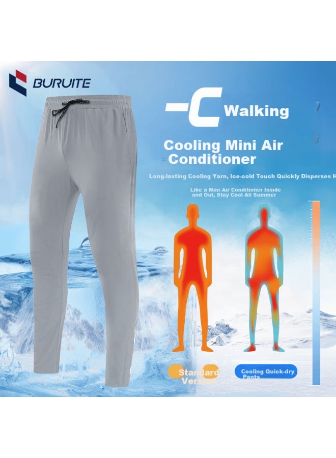 Buruite Men's Sports Long Pants Spring Summer Ice Silk Quick-dry Thin Casual Fitness Running Loose Cropped Pants - Image 2