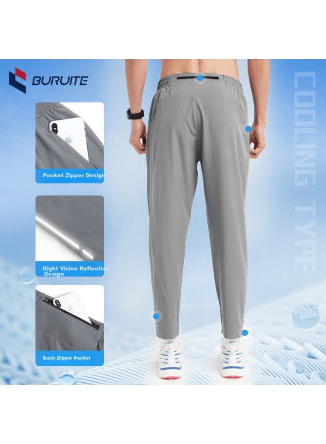 Buruite Men's Sports Long Pants Spring Summer Ice Silk Quick-dry Thin Casual Fitness Running Loose Cropped Pants - Image 3