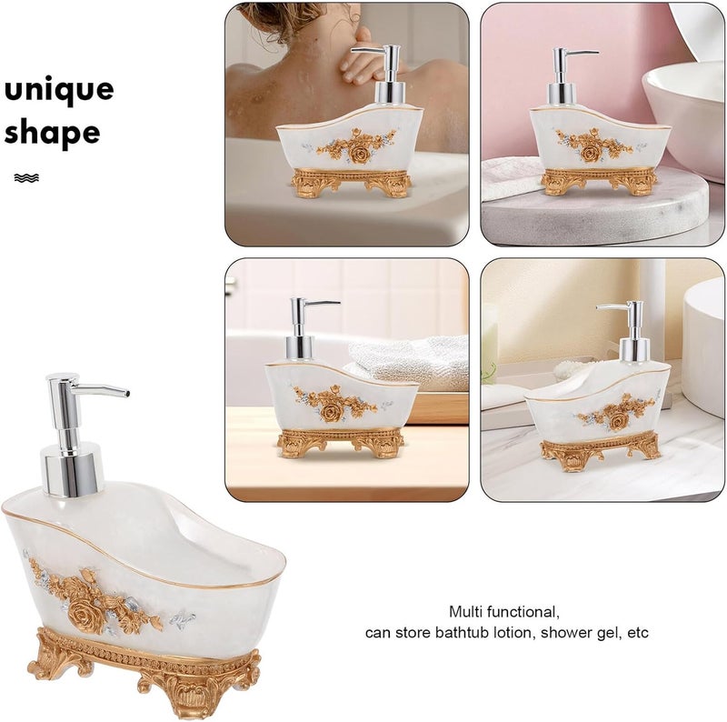 Refillable Bathtub-Shaped Shower Dispenser with Pump, Vintage Style Body Wash and Shampoo Bottle, Navy Blue and Pearl White, Bathroom Accessory for Shower Use - Image 3