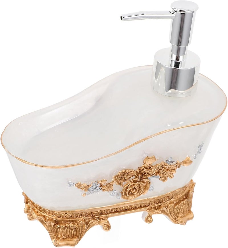 Refillable Bathtub-Shaped Shower Dispenser with Pump, Vintage Style Body Wash and Shampoo Bottle, Navy Blue and Pearl White, Bathroom Accessory for Shower Use - Image 1