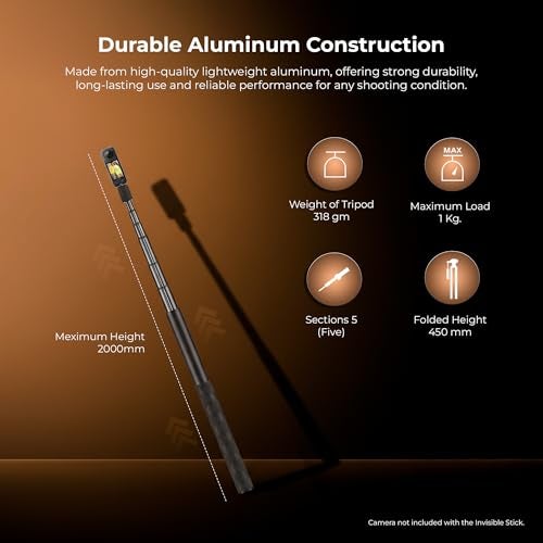 Digitek (DTR 650 is) Aluminum Alloy 2 Meter Invisible Stick for GoPro Hero 11/10/9/8/7/6/5, Insta360 One X2/X3/X4/RS/Go 2, DJI Action 2/3 Cameras - Image 3