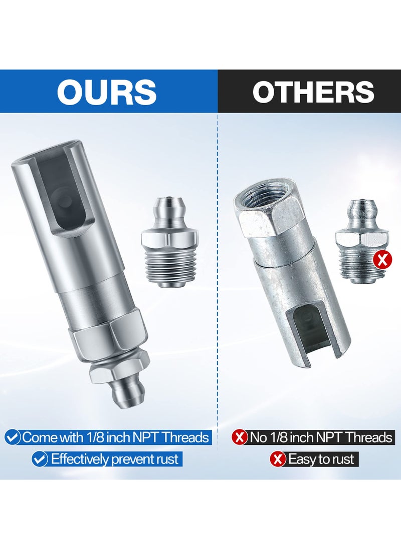 SOLARAE Grease Gun Coupler with 1/8 inch NPT Threads, Push on Slotted Right Angle 90 Degree Grease Coupler Fits Standard 1/8 inch NPT Grease Hoses, 2.1 Inch Length - Image 2