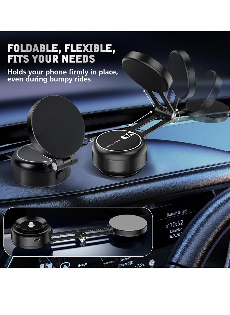 JAJEEK Electric Vacuum Magnetic Suction Phone Mount – 360° Rotating Magnetic Phone Holder, Foldable Double-Sided Suction for Car, Mirror & Smooth Surfaces (Black) – Strong Magnetic Car Phone Holder - Image 5