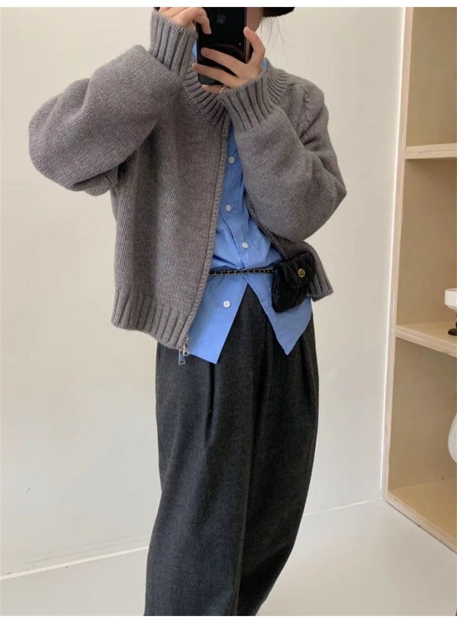 Leyuan Designer-inspired Round Neck Fashionable Women's Sweater Autumn Winter Coat High-end Short Style Petite Knit Cardigan - Image 4