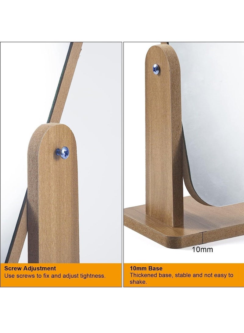 Captaintech Vanity Mirror Wood Desk Makeup Dressing Table 360° Swivel Desktop 22 x 17CM Square for Desk, Bathroom, Bedroom - Image 3