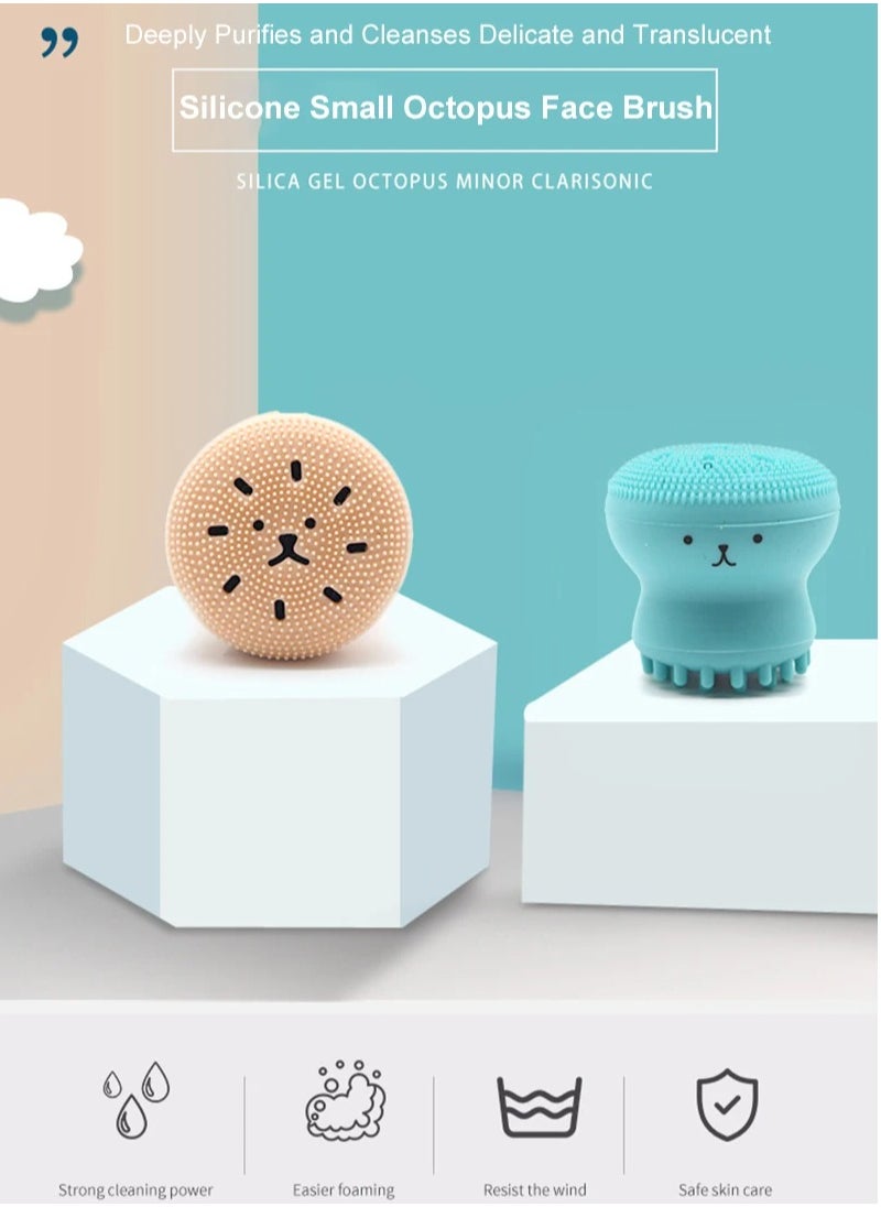 Prime by javaudan Face Scrubber Cleansing Brush Face Exfoliator Brush Octopus Shape Facial Cleansing Brush, Small Silicone Facial Cleanser Exfoliating Scrubber Face Washing Brush Deep Pore Cleaning for Skin Care  - Image 3