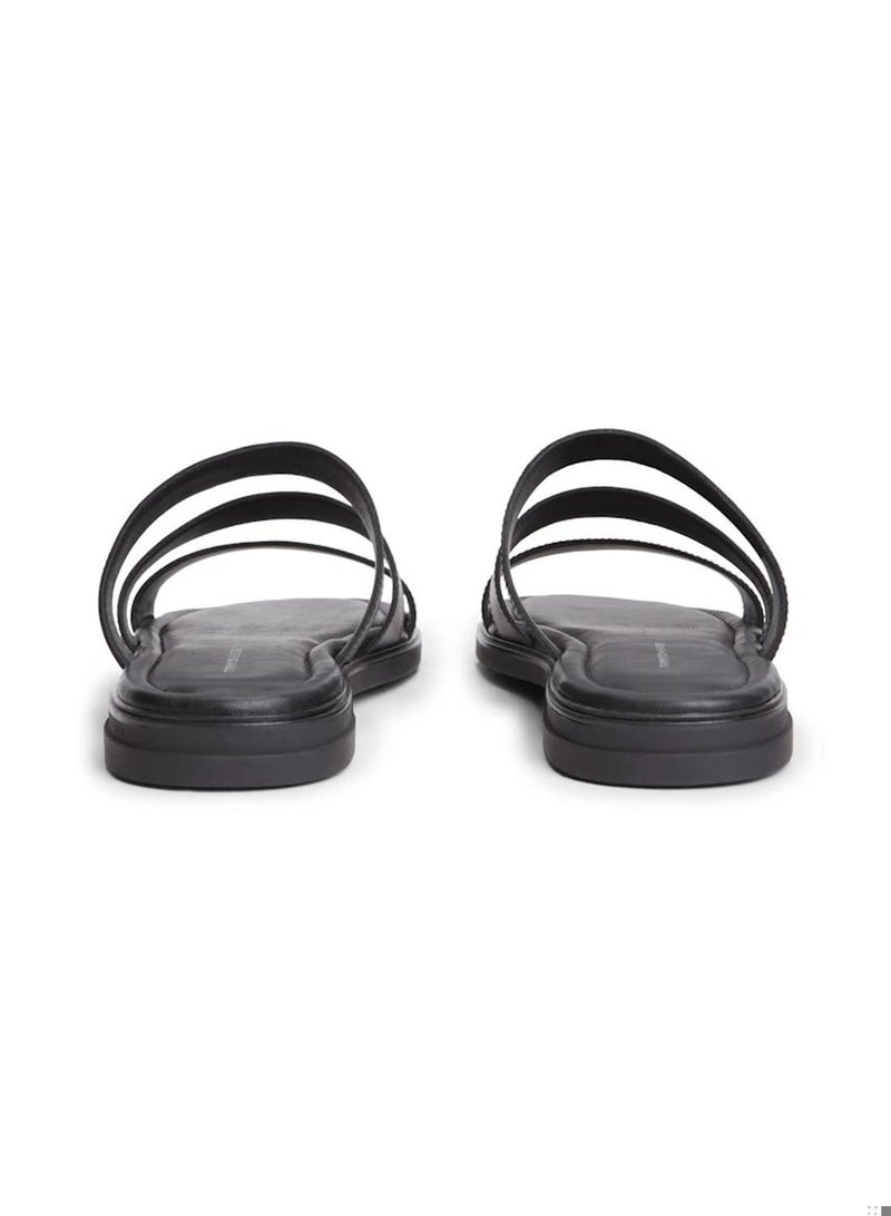 TOMMY HILFIGER Debossed Logo Strap Leather Sandals - Image 4