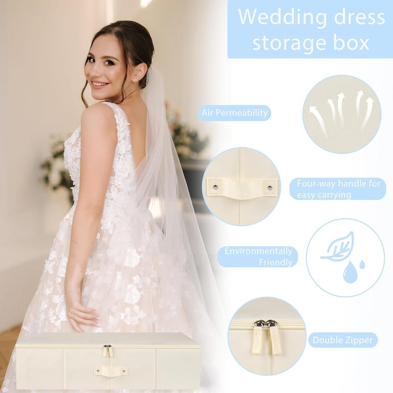 Duduboy Wedding Dress Storage Box Bridal Essentials Heirloom Breathable Wedding Gown Preservation Box - Large Size with Microfiber Gloves Acid-Free Tissue Paper and Dustproof Bag - Image 3
