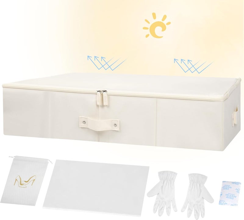 Duduboy Wedding Dress Storage Box Bridal Essentials Heirloom Breathable Wedding Gown Preservation Box - Large Size with Microfiber Gloves Acid-Free Tissue Paper and Dustproof Bag - Image 1