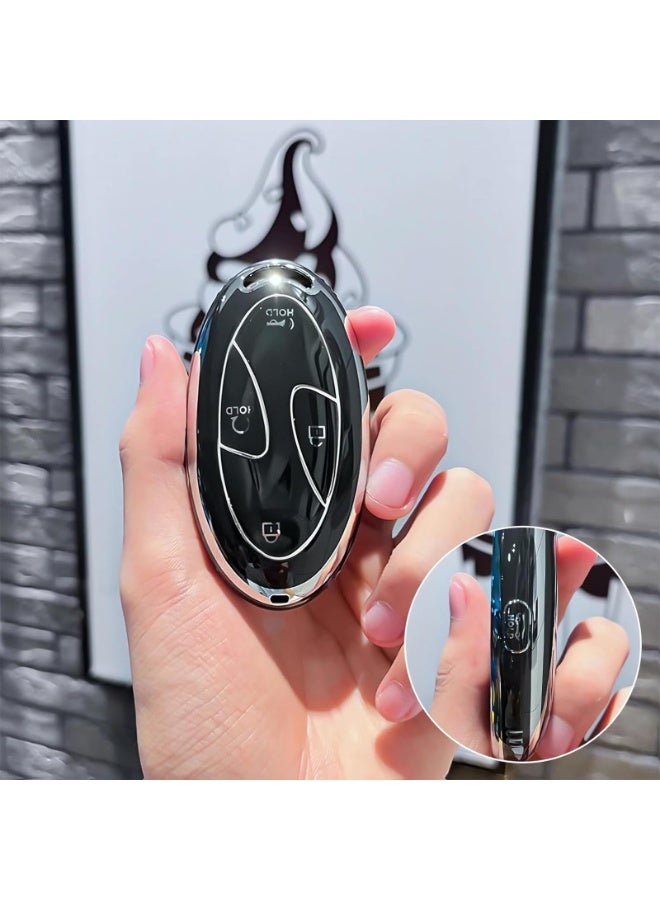 Bukela 7 Buttons Hyundai Key Fob Cover, Anti-Scratch Soft TPU Key Case Protector with Leather Keychain, Compatible with Sonata Santa Fe Tucson KONA Grandeur Ioniq 6 - Image 4