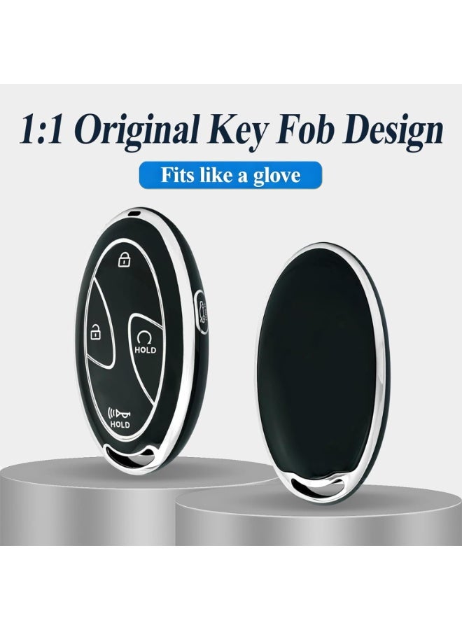 Bukela 7 Buttons Hyundai Key Fob Cover, Anti-Scratch Soft TPU Key Case Protector with Leather Keychain, Compatible with Sonata Santa Fe Tucson KONA Grandeur Ioniq 6 - Image 5