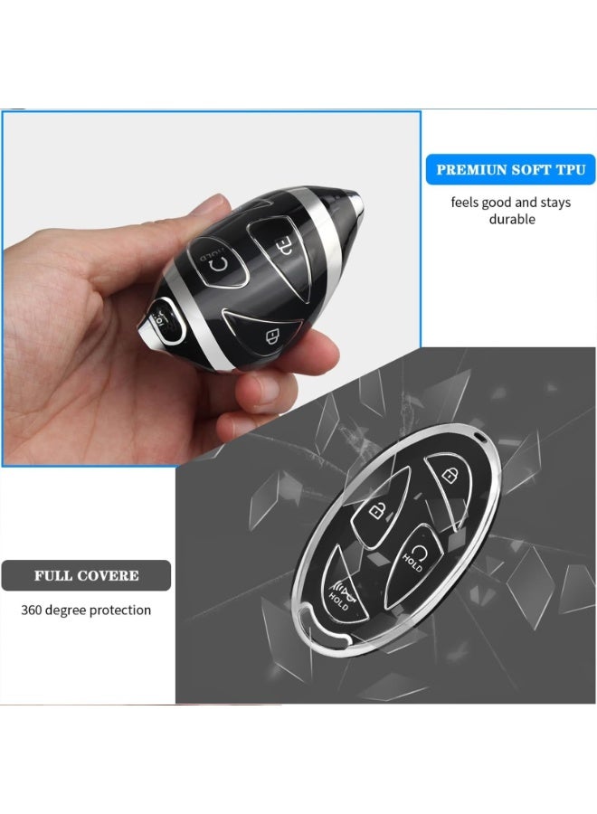 Bukela 7 Buttons Hyundai Key Fob Cover, Anti-Scratch Soft TPU Key Case Protector with Leather Keychain, Compatible with Sonata Santa Fe Tucson KONA Grandeur Ioniq 6 - Image 3