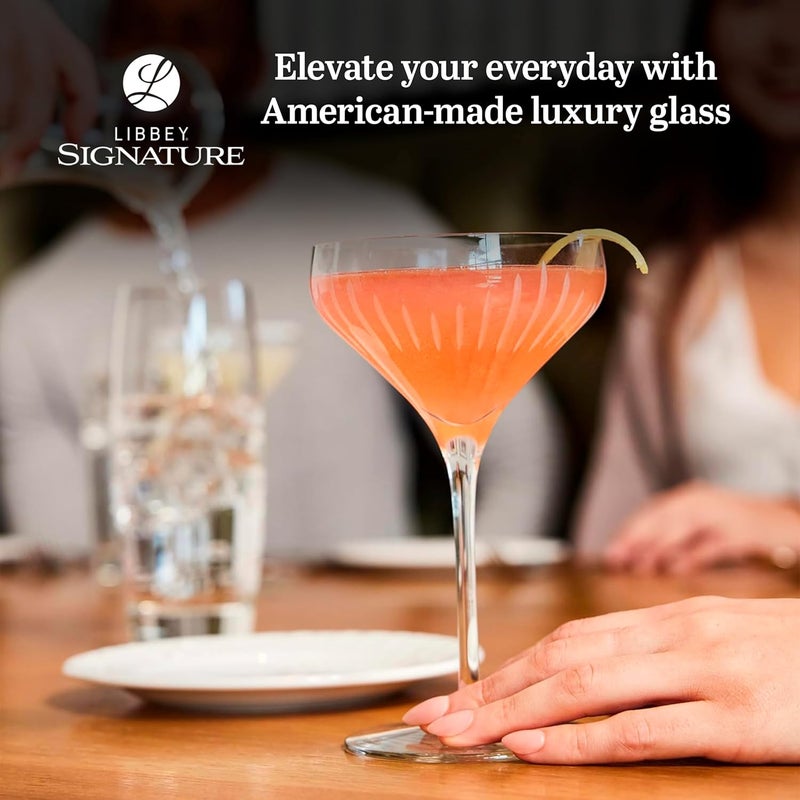 LIBBEY Signature Greenwich Coupe Cocktail Glasses Set of 4, Dishwasher Safe 8 Oz Coupe Wine Glasses, Stemmed Cocktail Glasses for Weddings, Birthdays - Image 2