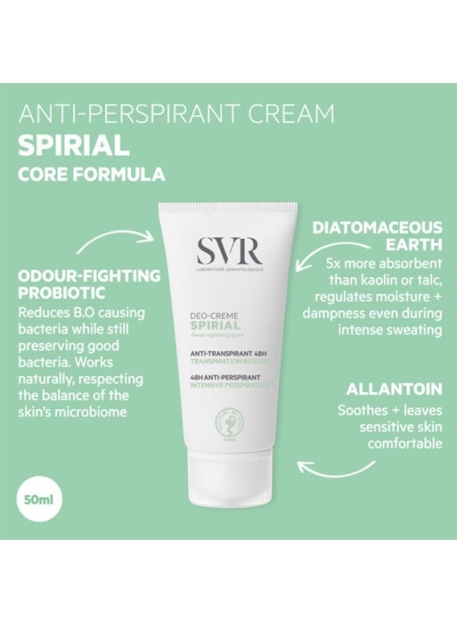 اس في أر كريم اس في ار Spirial Deo-Creme مضاد للتعرق لمدة 48 ساعة للتعرق المكثف 50 مل - Image 2