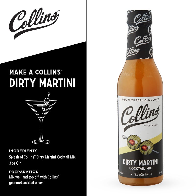 Collins Chicago Collins Dirty Martini Mix, Dirty Martini Olive Brine, Olive Juice for Dirty Martinis, 12.7oz Cocktail Mixer Set of 1 - Image 3