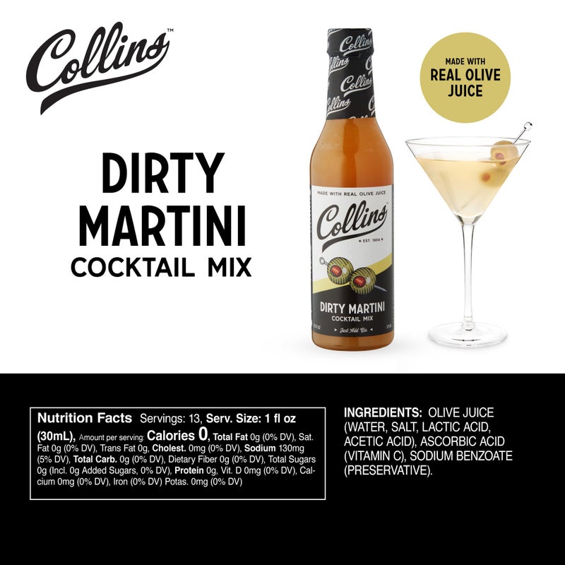 Collins Chicago Collins Dirty Martini Mix, Dirty Martini Olive Brine, Olive Juice for Dirty Martinis, 12.7oz Cocktail Mixer Set of 1 - Image 4