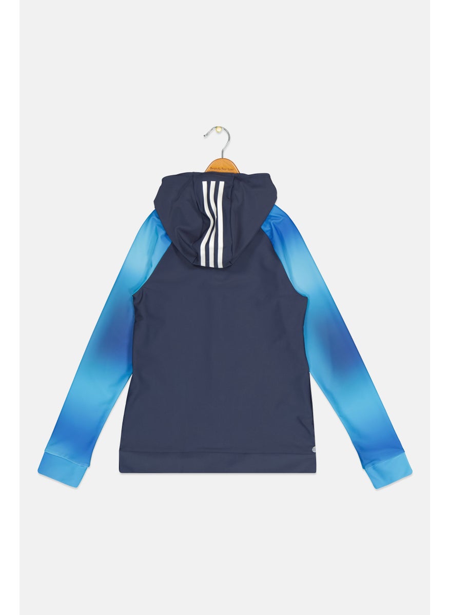Adidas Women Sportswear Fit Long Sleeve Hooded Rashguard, Slate Blue  - Image 2