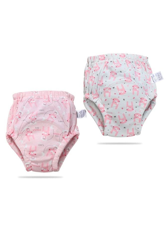 Captaintech 6 Layer Breathable Cotton Training Pants for Baby, Reusable Toddlers Kids Potty Training Underwear, Size L, 2 Count  - Image 1