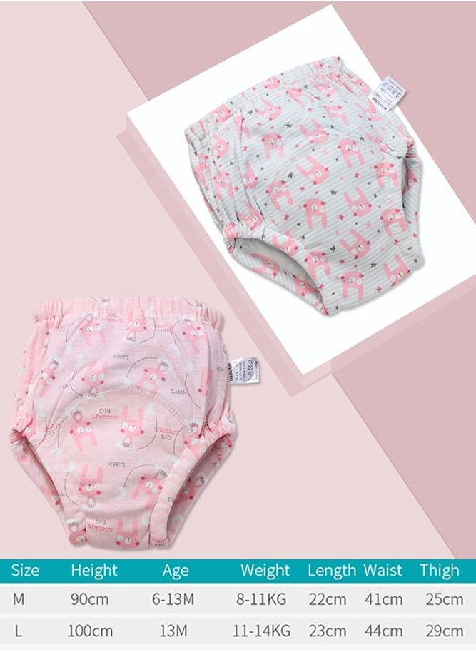 Captaintech 6 Layer Breathable Cotton Training Pants for Baby, Reusable Toddlers Kids Potty Training Underwear, Size L, 2 Count  - Image 2