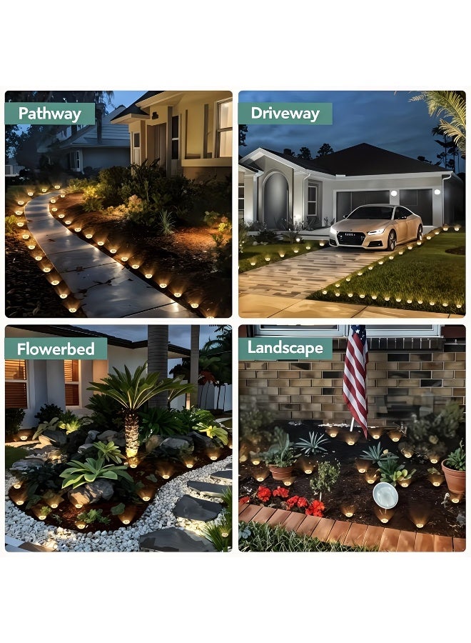 8 LED Waterproof Solar Lawn Garden Lights Solar Stainless Steel Buried Lights for Courtyard Outdoor Road and Under Ground Spotlight Solar Porch Lights (Warm White Light-1PCS) - Image 3