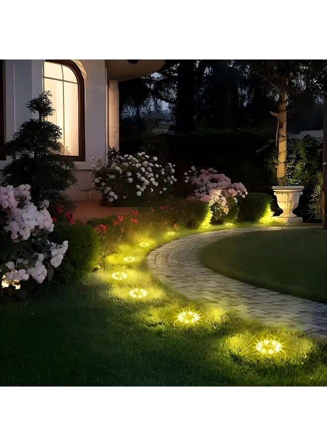 8 LED Waterproof Solar Lawn Garden Lights Solar Stainless Steel Buried Lights for Courtyard Outdoor Road and Under Ground Spotlight Solar Porch Lights (Warm White Light-1PCS) - Image 4