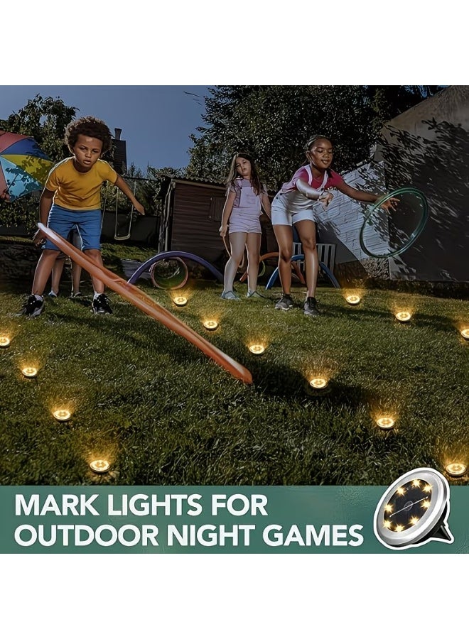 8 LED Waterproof Solar Lawn Garden Lights Solar Stainless Steel Buried Lights for Courtyard Outdoor Road and Under Ground Spotlight Solar Porch Lights (Warm White Light-1PCS) - Image 2