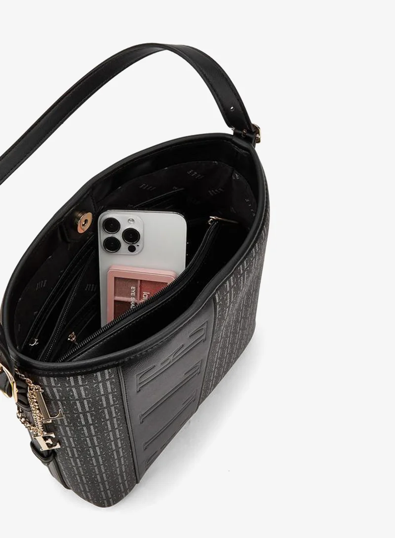 ELLE Monogram Print Shoulder Bag With Pouch