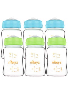 Glass Breastmilk Storage Bottles 6 Pack 6 Oz Sturdy Glass Bottle For Milk Freezing And Baby Feeding Pumping Bottle For Philips Medela Spectra Breast Pumps Bpa Free (3 Green & 3 Blue Lids) - pzsku/ZC8EFDA1BE842E2AA16D7Z/45/_/1697459951/1439312e-34d3-4592-ab6b-916486b96687