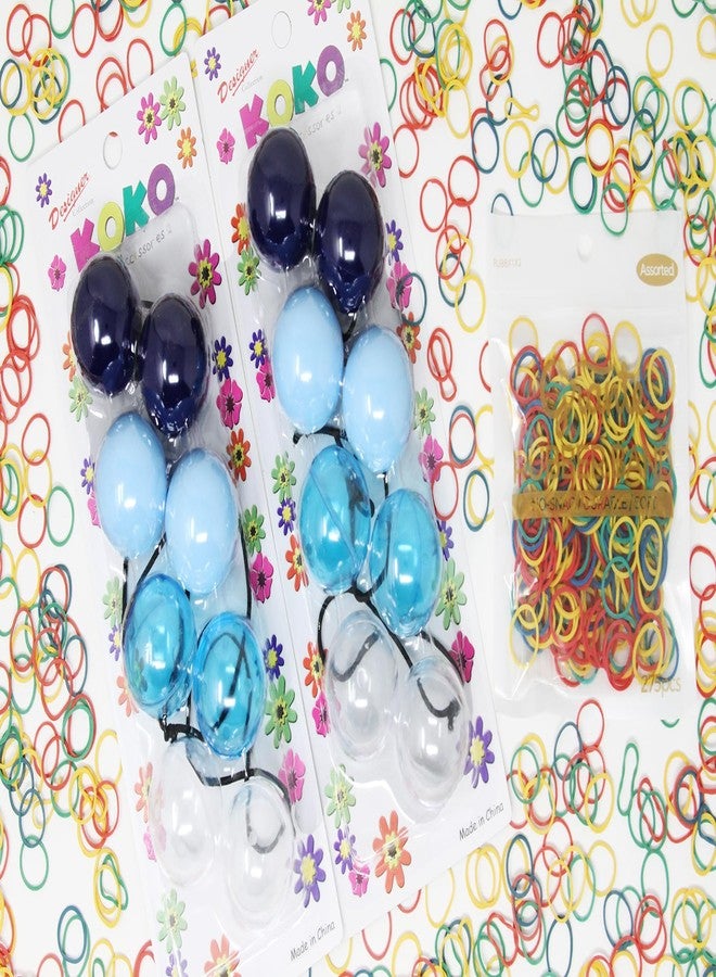 كوكو - بريموم، ٨ قطع من ربطات الشعر الكروية الكبيرة جدًا. ربطات شعر مطاطية ٣٢ مم، حاملات ذيل حصان كروية. إكسسوارات مطاطية ملونة للأطفال والفتيات والنساء من جميع الأعمار (مزيج أزرق) - Image 2