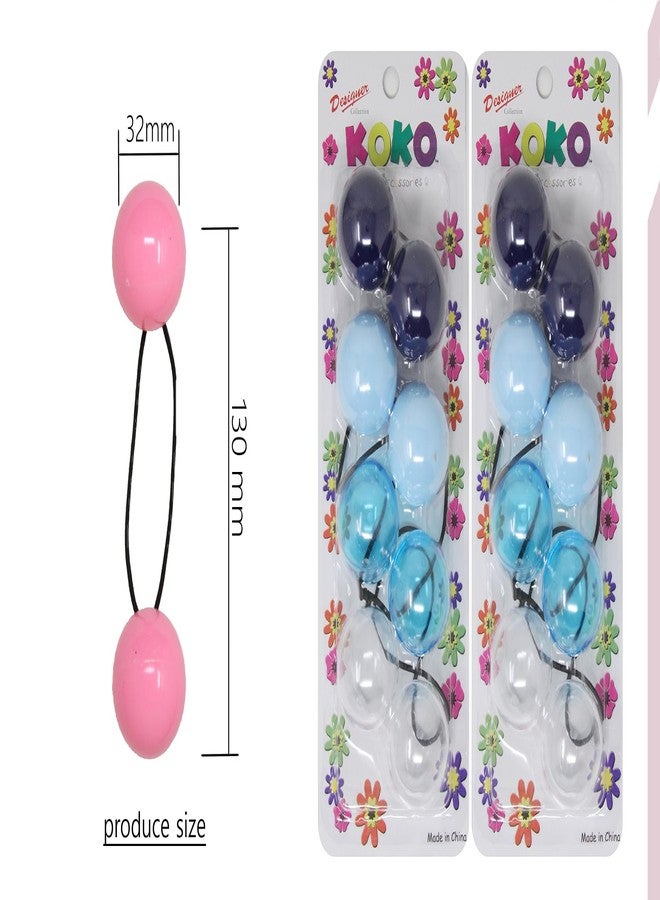 كوكو - بريموم، ٨ قطع من ربطات الشعر الكروية الكبيرة جدًا. ربطات شعر مطاطية ٣٢ مم، حاملات ذيل حصان كروية. إكسسوارات مطاطية ملونة للأطفال والفتيات والنساء من جميع الأعمار (مزيج أزرق) - Image 5