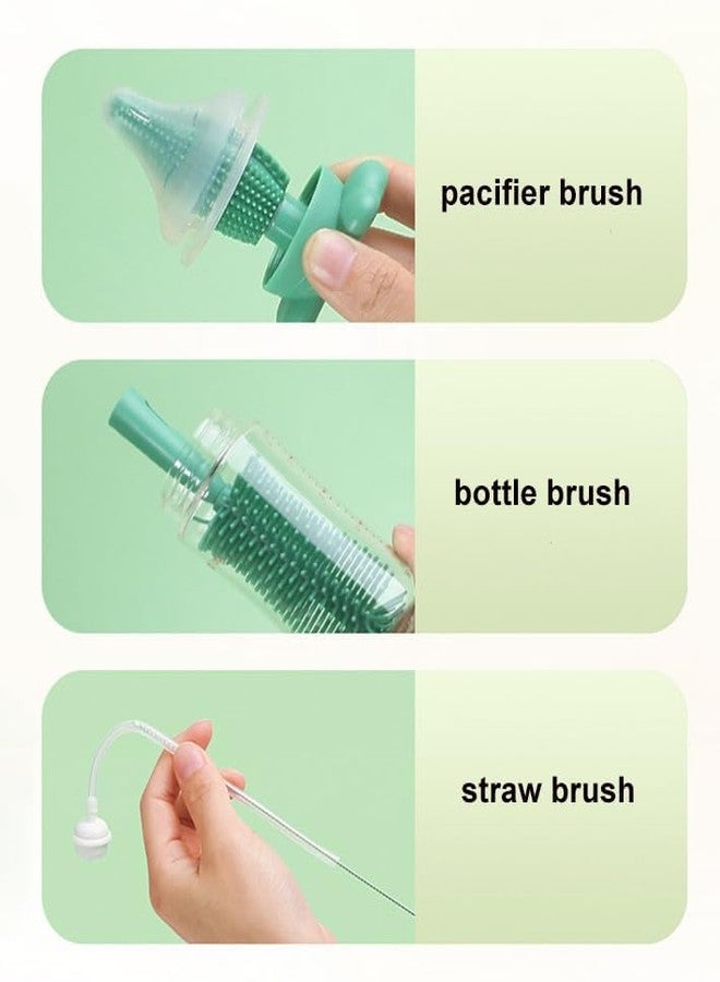 Abhaymart 3-in-1 Cleaning Brushes for Baby Bottles, Straw & Nipple, BPA-Free Soft Silicone Bristles, Easy to Clean Bottles Corner, Hidden Storage & Adorable Design Cleaner (Multi Colour) (3-in-1) - Image 5