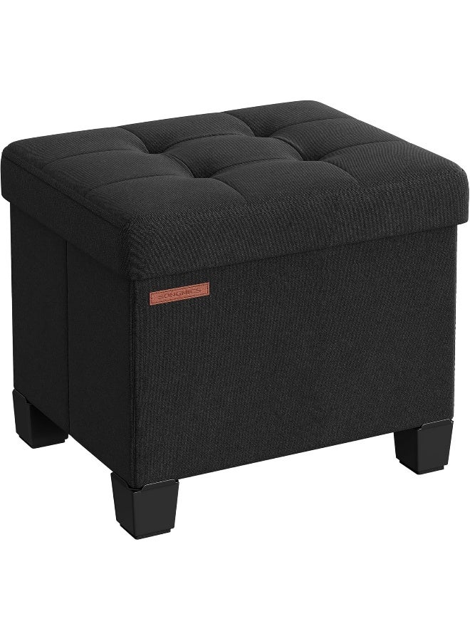 Storage Ottoman, Small Ottoman Foot Rest with Legs, 12.6 x 15.8 x 13.2 Inches Foot Stool, Load up to 660 lb, for Living Room, Bedroom, Dorm, Ink Black