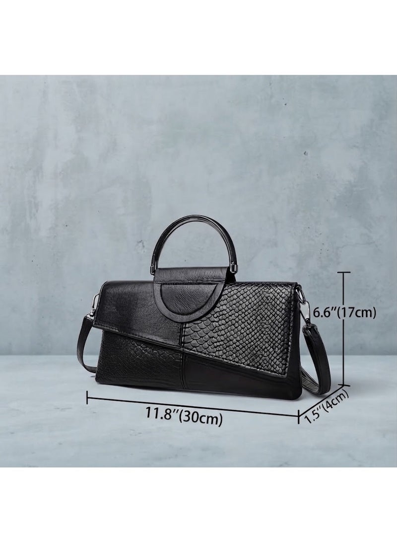 AMYAE Women’s Black Crossbody Bag with Adjustable Strap, Textured PU Leather Design & Zipper Closure - Image 3