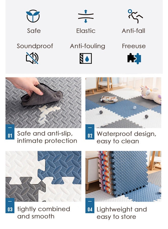 18pcs Soft Eva Baby Play Mat, Waterproof & Safe, Composable Interlocking Foam Mats For Baby Play & Crawling Mats For Infants, Babies,Toddlers, Toys, Indoor Outdoor Use, Bpa Free, Easy To Clean, 30*30cm, 12mm  - Image 3