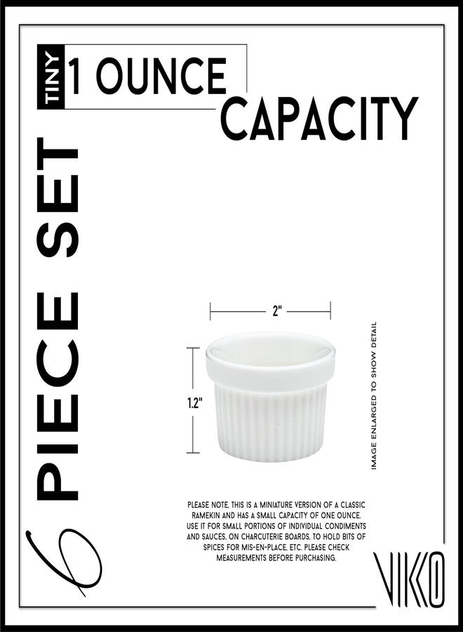 Vikko Mini White Ramekin, Pack of 6 Fine Porcelain Mini Ramekins, Stackable 2 Inch Dip Bowls, 1 Ounce Dips Dish, Dishwasher Safe - Image 2