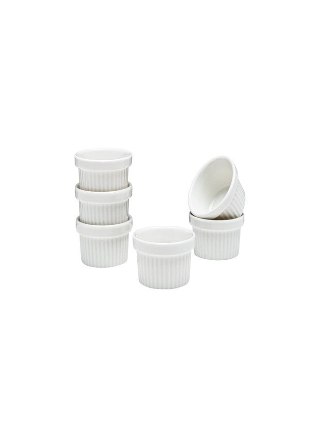 Vikko Mini White Ramekin, Pack of 6 Fine Porcelain Mini Ramekins, Stackable 2 Inch Dip Bowls, 1 Ounce Dips Dish, Dishwasher Safe - Image 1