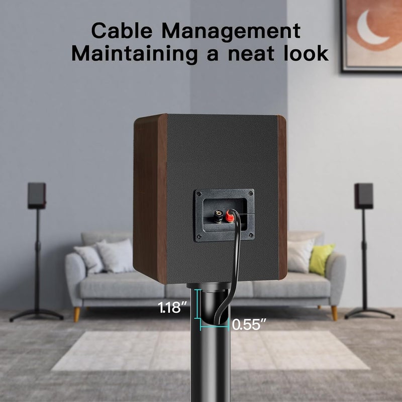 PERLESMITH Speaker Stand Adjustable - Extend 20" to 44" - Holds Satellite Speakers & Small Bookshelf Speakers up to 9 lbs, Floor Stands Compatible with Sony Bose Polk JBL Yamaha and Others - 1 Pair - Image 5