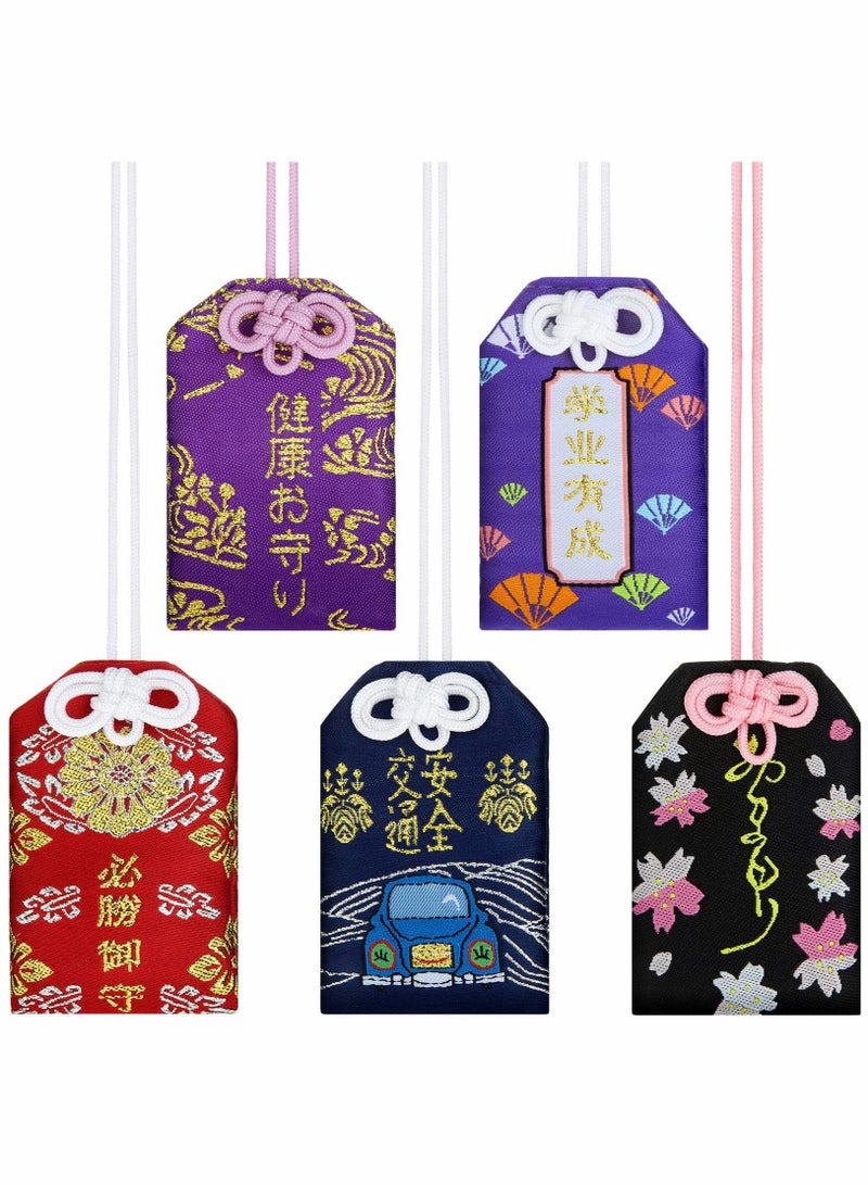 SYOSI Japanese Omamori Sachet, Lucky Amulet Charms Pendant for Health Education Love Traffic Safety Success, Blessing Bag Pendant Suitable for Pray, Home Decoration, Car Decoration, Gifts (5 Styles) - Image 1