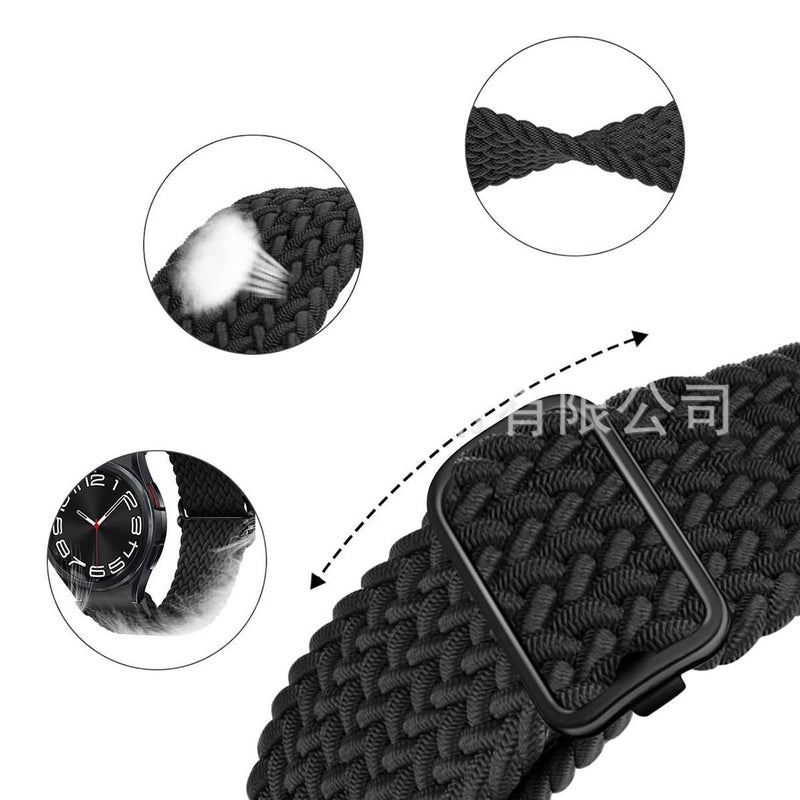 Black Nylon Loop Strap Smartwatch Band Compatible with Samsung Galaxy Watch 4 with Adjustable Fit Replacement Strap for Daily Wear - NADI - Image 4