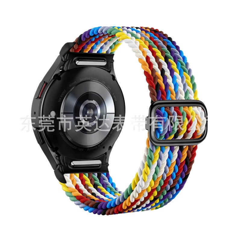 Black Nylon Loop Strap Smartwatch Band Compatible with Samsung Galaxy Watch 4 with Adjustable Fit Replacement Strap for Daily Wear - NADI - Image 1
