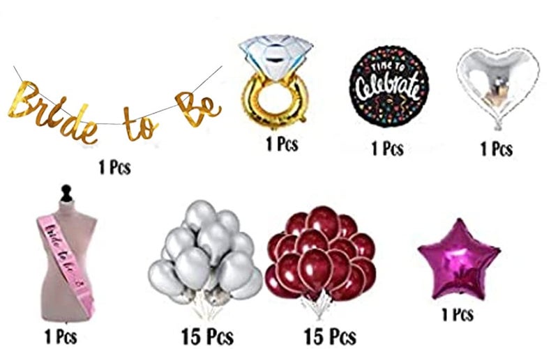 SOI Bride To Be Decoration Set Combo - 36 Pcs | Bachelorette Party Decorations | Metallic Balloons For Decorations | Bride To Be Sash | Bridal Shower Decorations Kit | Bachelorette Party Decorations - Image 2