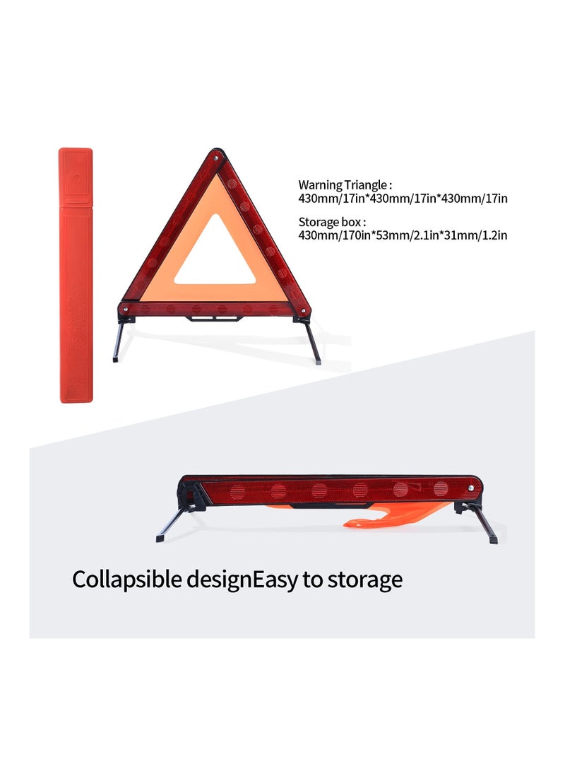 SOLARAE 2PCS Car Emergency Warning Triangle and 2PCS Reflective Safety Vest Kit, Foldable Car Road Safety Kit Reflective Safety Warning Triangle Car Breakdown Safety Kit for Car Truck SUV Breakdown - Image 2