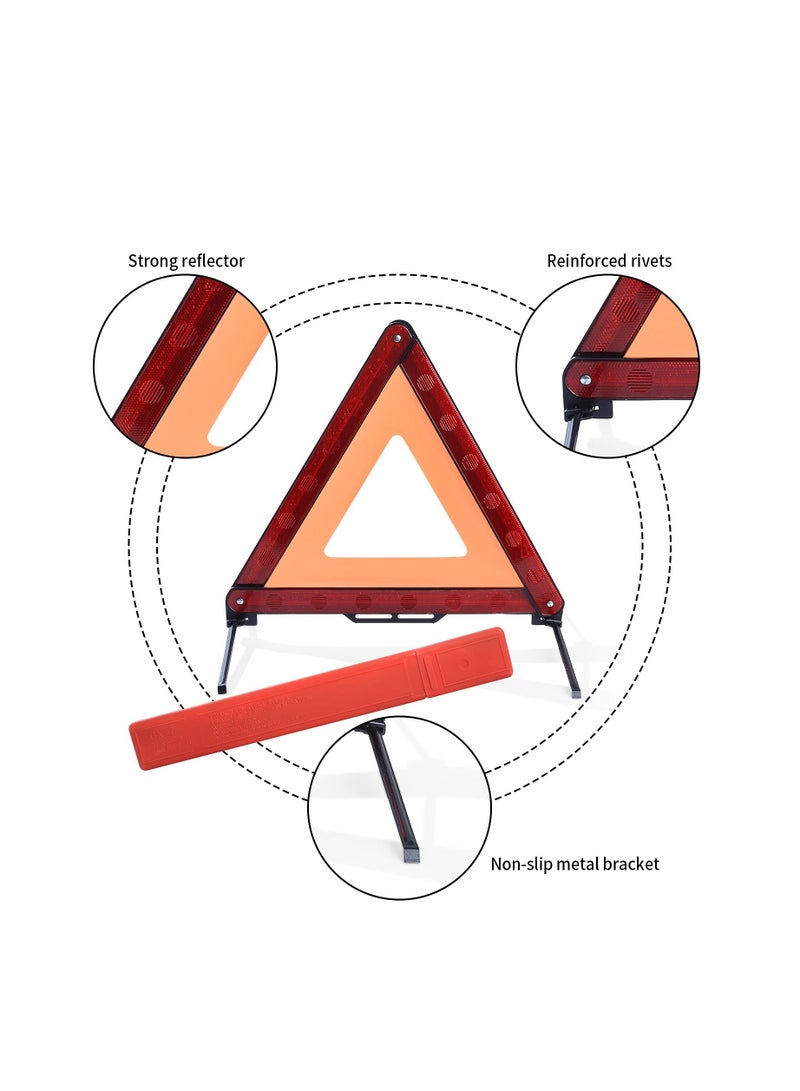 SOLARAE 2PCS Car Emergency Warning Triangle and 2PCS Reflective Safety Vest Kit, Foldable Car Road Safety Kit Reflective Safety Warning Triangle Car Breakdown Safety Kit for Car Truck SUV Breakdown - Image 4