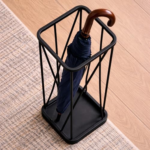Decorlay Metal Umbrella Stand for Entryway – Umbrella, Canes, Sticks Rack Holder for Wet Umbrellas, Dampness & Monsoon Weather (Black) (Black) - Image 3