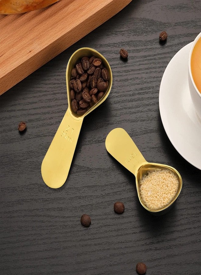Philbinden 2 Pieces Stainless Steel Coffee Scoops Set(1 Tbsp,2 Tbsp) Durable Coffee Spoons with Ergonomic Handle Measuring Tablespoon for Canisters Tea Sugar Ground Coffee Whole Bean Milk Powder Flour (Golden) - Image 3