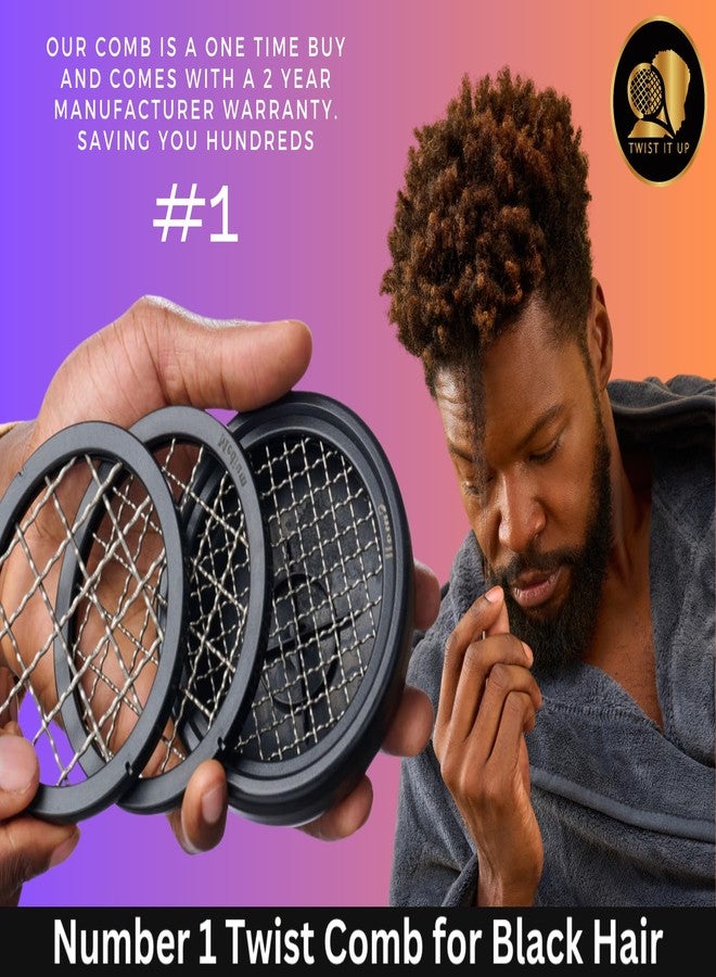 Twist It Up V5 Modular Dome Comb - 3-in-1 Hair Twisting Tool for Black Men's Curls and Hair Sponging - Alternative to Tennis Racket Combs - Image 4