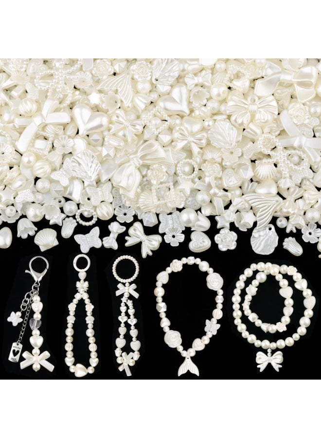 Capstro 180–240PCS Kawaii Acrylic Jewelry Making Kit (160g) – Ivory White Resin Charms & Beads for DIY Bracelets, Necklaces, Keychains & Crafts – Fun Set for Kids & Adults - Image 1