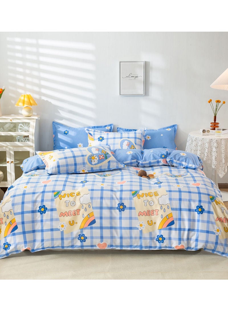 Sharpdo 4-Pieces Bed Sheet Set Polyester Soft Quilt Cover With 1Quilt Cover 150*200cm 1 Flat Sheet and 2 Pillowcases - Image 1